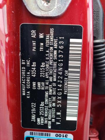 5XXG14J24NG137631 KIA K5 LXS