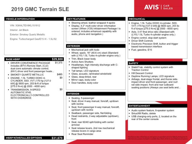 3GKALTEV8KL151812 GMC TERRAIN SL