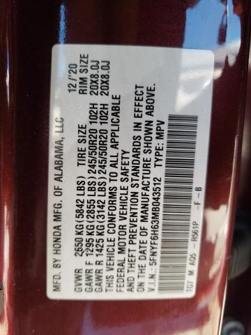 5FNYF6H63MB043512 Honda Pilot Touring