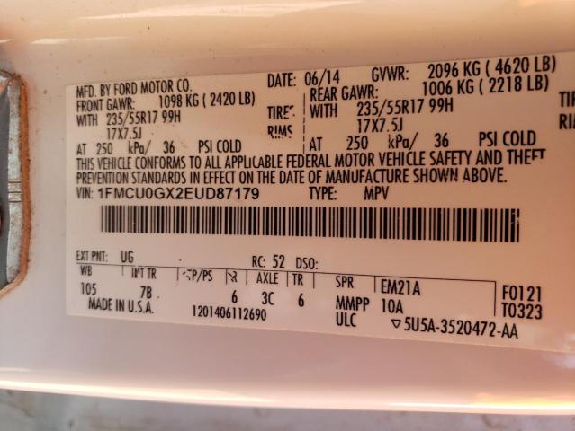 1FMCU0GX2EUD87179 Ford ESCAPE SE