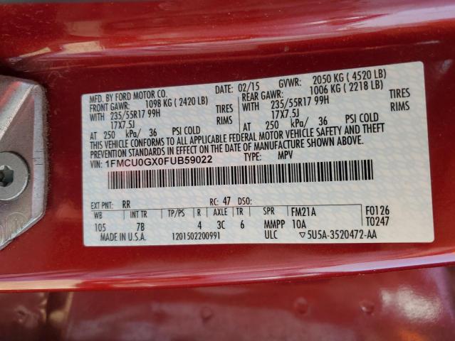 1FMCU0GX0FUB59022 Ford ESCAPE SE