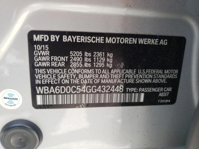WBA6D0C54GG432448 BMW 640 I Gran Coupe