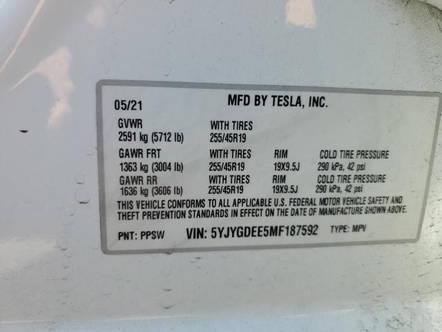 5YJYGDEE5MF187592 Tesla Model Y