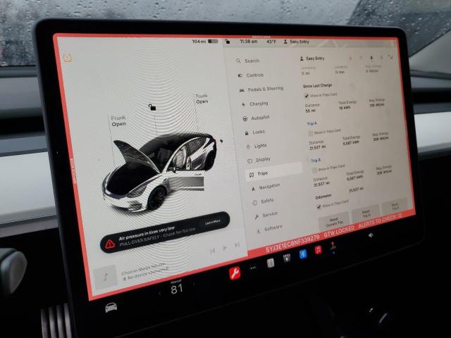 5YJ3E1EC8NF339279 Tesla MODEL 3