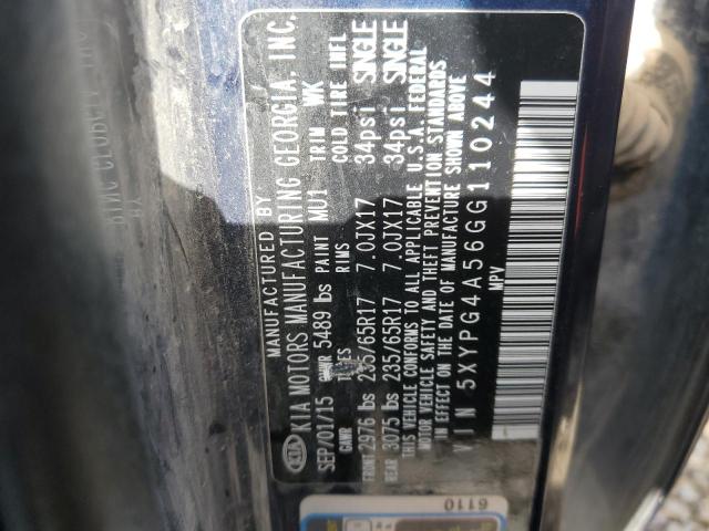 5XYPG4A56GG110244 KIA SORENTO LX