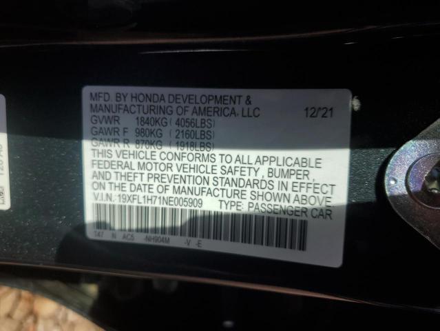 19XFL1H71NE005909 Honda CIVIC EXL