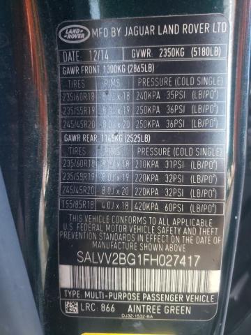 SALVV2BG1FH027417 Land Rover Range Rover Evoque Prestige Premium