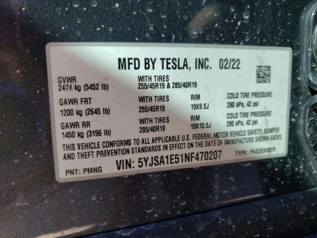 5YJSA1E51NF470207 Tesla MODEL S