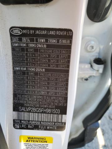 SALVP2BG5FH981503 Land Rover Range Rover Evoque Pure Plus