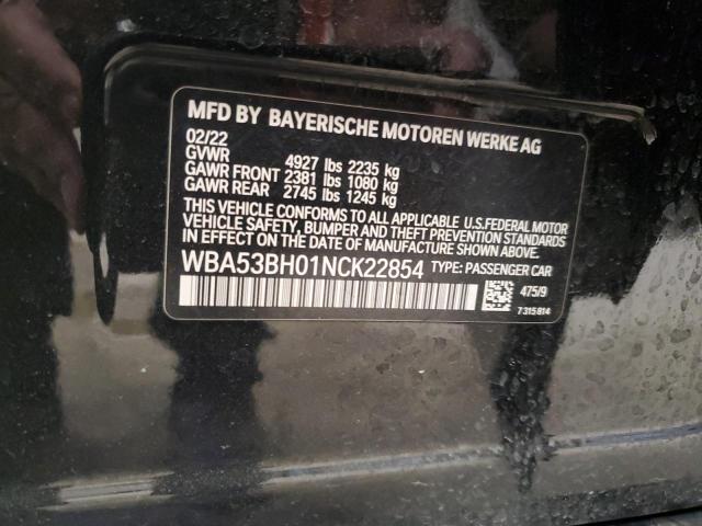 WBA53BH01NCK22854 BMW 530 I