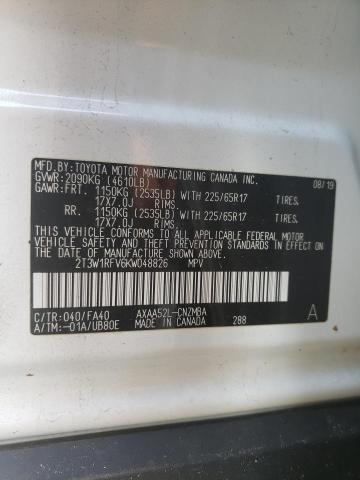 2T3W1RFV6KW048826 Toyota Rav4 Xle