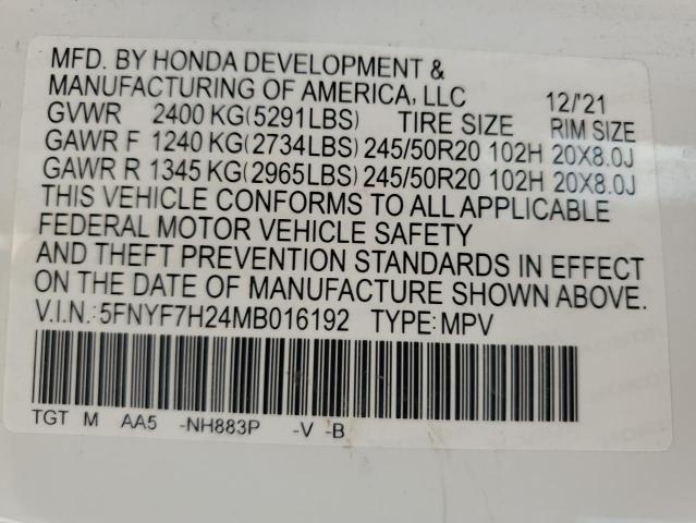5FNYF7H24MB016192 Honda Passport Sport