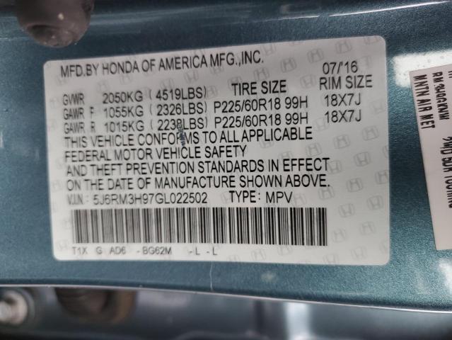 5J6RM3H97GL022502 Honda Cr-v Touring