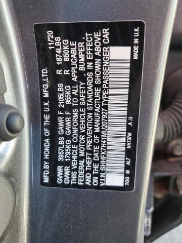 SHHFK7H41MU207927 Honda Civic Sport