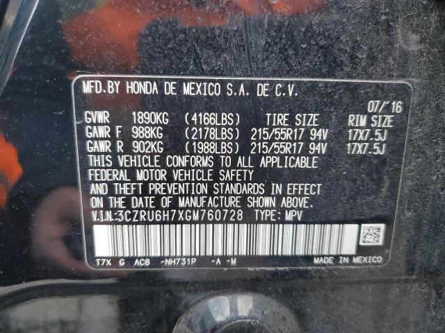 3CZRU6H7XGM760728 Honda Hr-v Exl