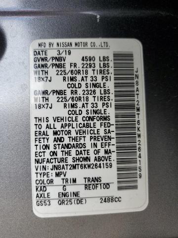 JN8AT2MT6KW264159 Nissan ROGUE S