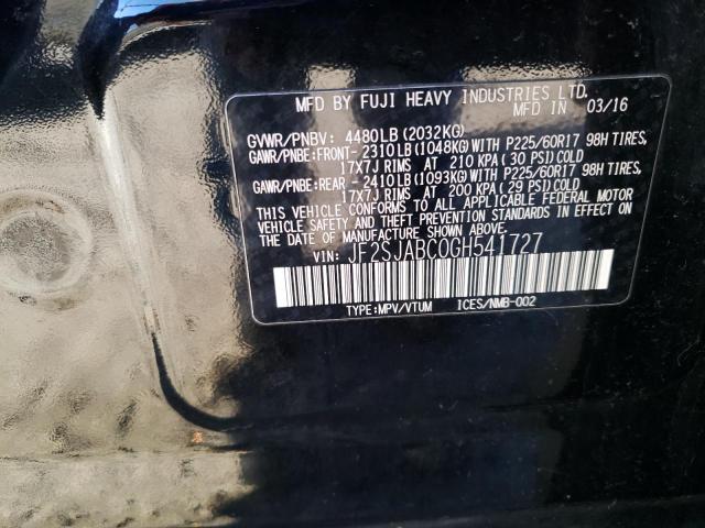 JF2SJABC0GH541727 Subaru FORESTER 2
