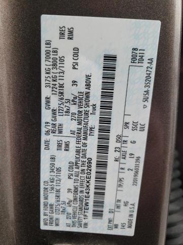 1FTEW1E43KKE02690 Ford F150 Supercrew