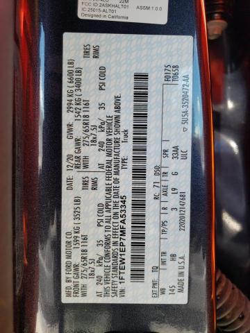 1FTEW1EP7MFA53345 Ford F150 Supercrew