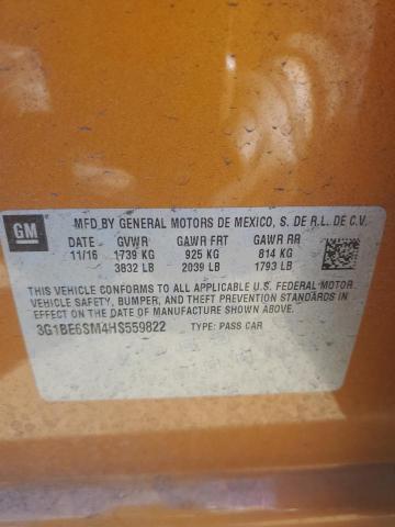 3G1BE6SM4HS559822 Chevrolet CRUZE LT
