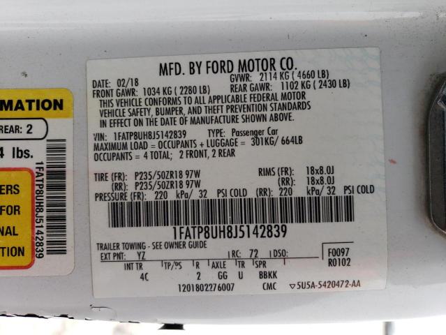 1FATP8UH8J5142839 Ford MUSTANG