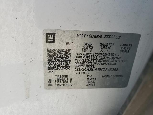1GKKNSLA6KZ243292 GMC ACADIA SLE