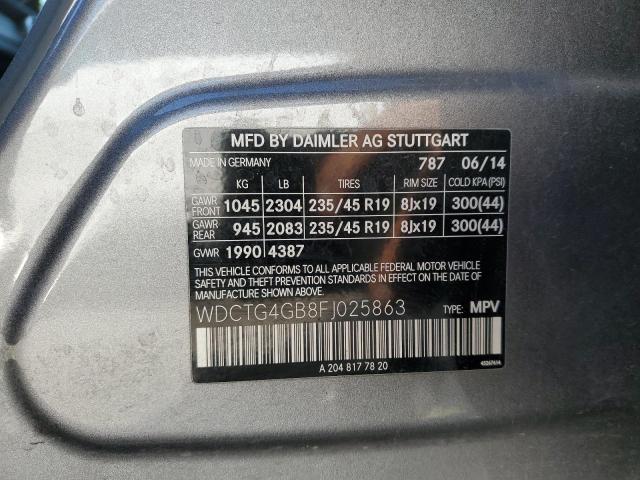 WDCTG4GB8FJ025863 Mercedes-Benz Gla 250 4matic