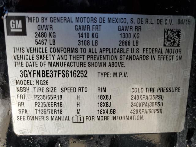 3GYFNBE37FS616252 Cadillac Srx Luxury Collection