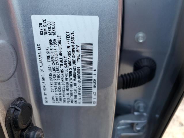 5FNYF5H59LB026049 Honda PILOT EXL