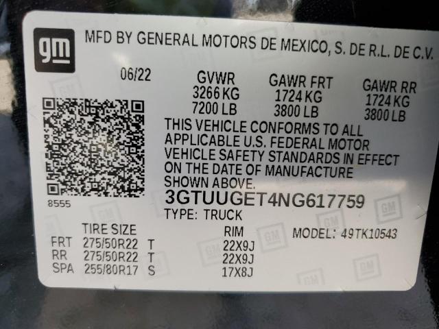 3GTUUGET4NG617759 GMC Sierra K1500 Denali