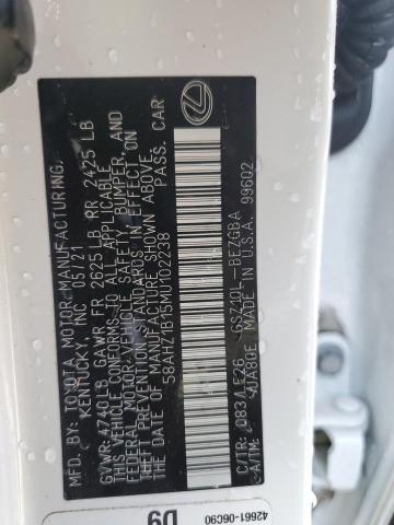 58AHZ1B15MU102238 Lexus Es 350 Base