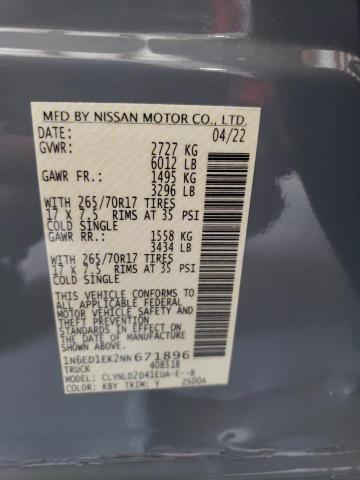 1N6ED1EK2NN671896 Nissan FRONTIER S