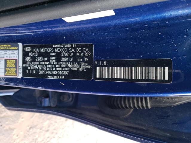 3KPF24AD9KE010307 KIA FORTE FE