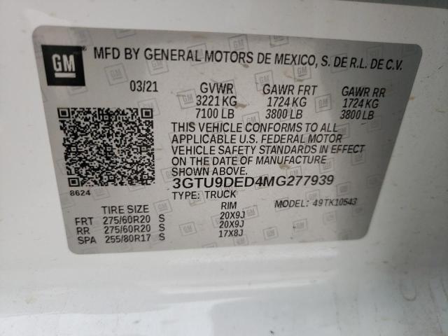 3GTU9DED4MG277939 GMC Sierra K1500 Slt