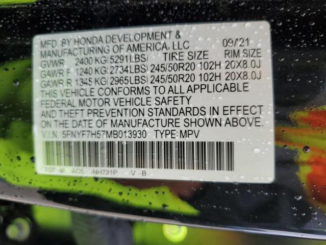 5FNYF7H57MB013930 Honda Passport Exl