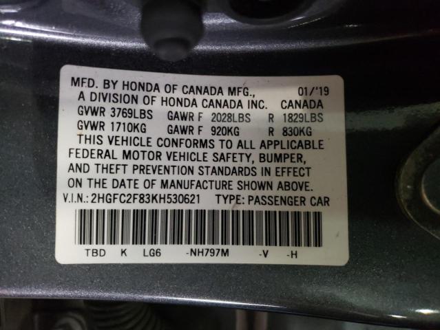 2HGFC2F83KH530621 Honda Civic Sport