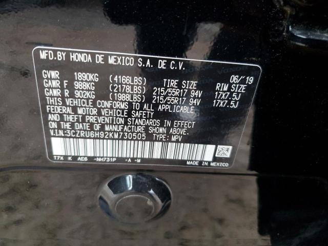3CZRU6H92KM730505 Honda Hr-v Touring