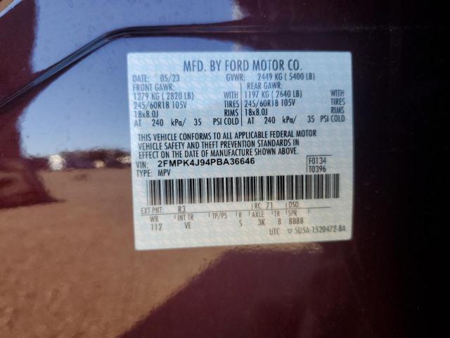 2FMPK4J94PBA36646 Ford EDGE SEL