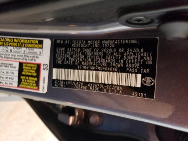 4T1K61AK7MU404646 Toyota CAMRY XSE