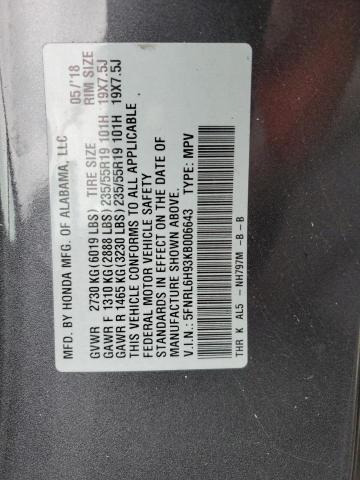 5FNRL6H93KB006643 Honda Odyssey Elite