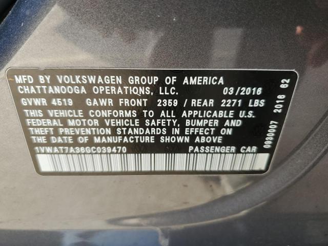 1VWAT7A36GC039470 Volkswagen PASSAT S