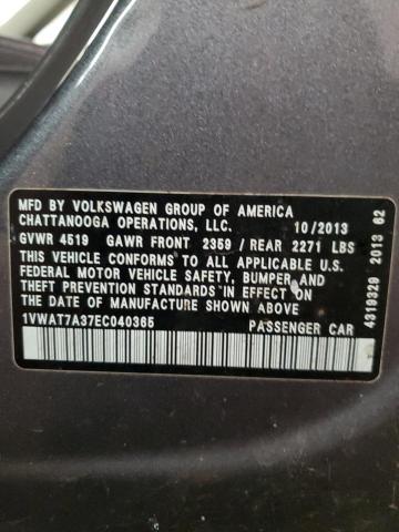 1VWAT7A37EC040365 Volkswagen PASSAT S