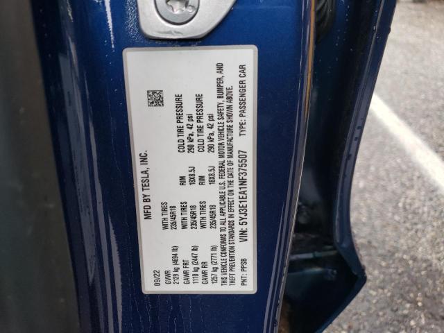 5YJ3E1EA1NF375507 Tesla MODEL 3