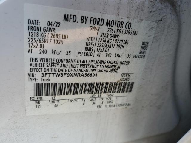 3FTTW8F9XNRA56891 Ford Maverick Xl