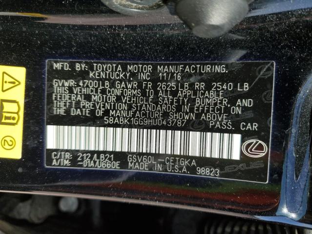 58ABK1GG9HU043787 Lexus ES 350