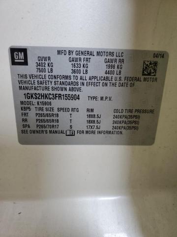 1GKS2HKC3FR155904 GMC Yukon Xl K1500 Slt