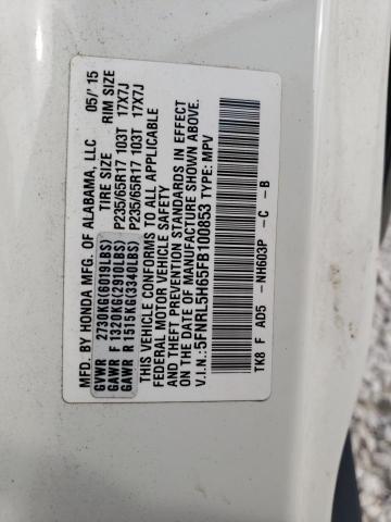 5FNRL5H65FB100853 Honda ODYSSEY EXL