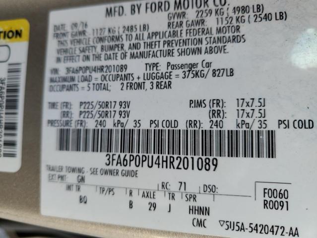 3FA6P0PU4HR201089 Ford Fusion Se Phev