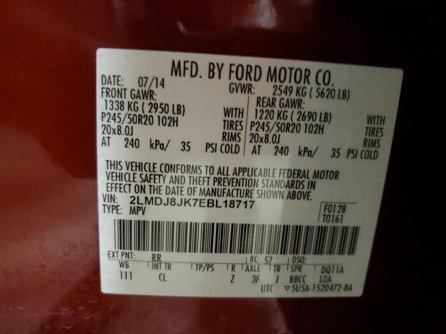2LMDJ8JK7EBL18717 Lincoln MKX