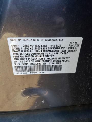 5FNYF6H03GB121299 Honda Pilot Elite
